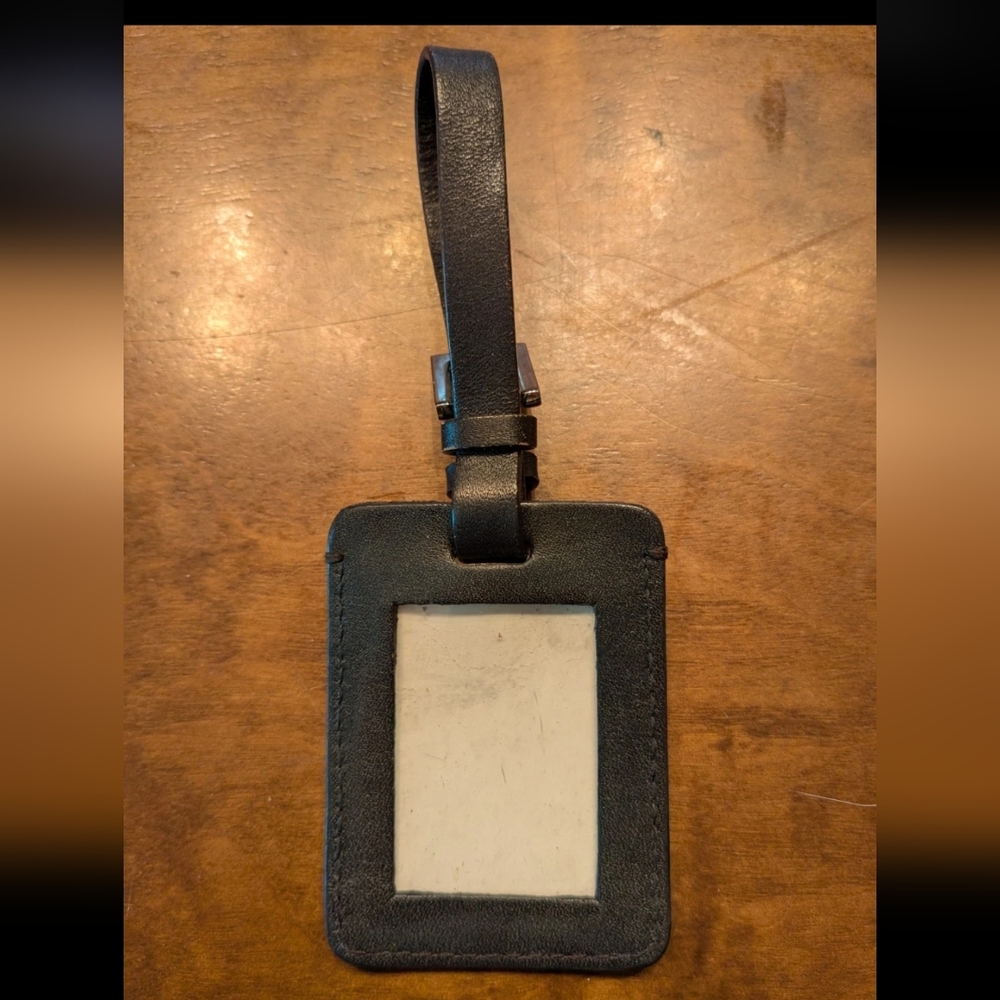 Bally Black Leather Luggage Tag/Bag Charm